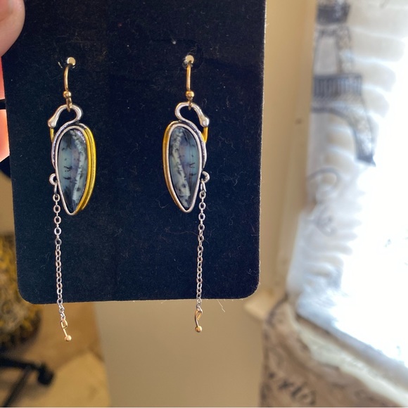 Swan Art-Deco Dangle Earrings - Picture 2 of 4